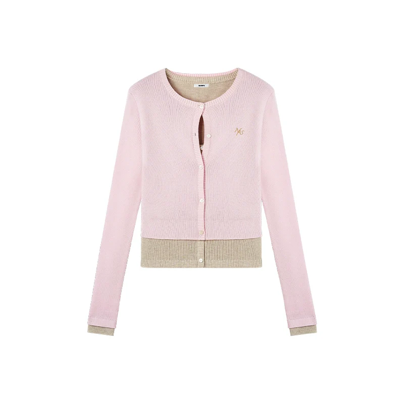 Lugano Wool Blend Contrast Layered Knit Cardigan