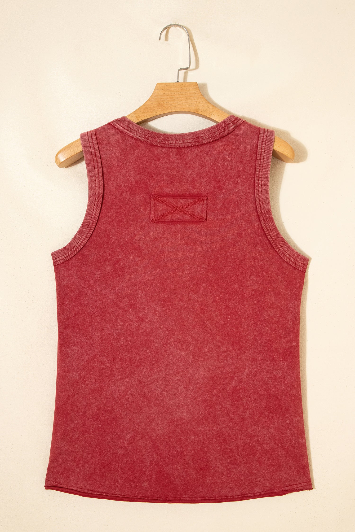 Summer Red Mineral Wash V Neck Tank Top