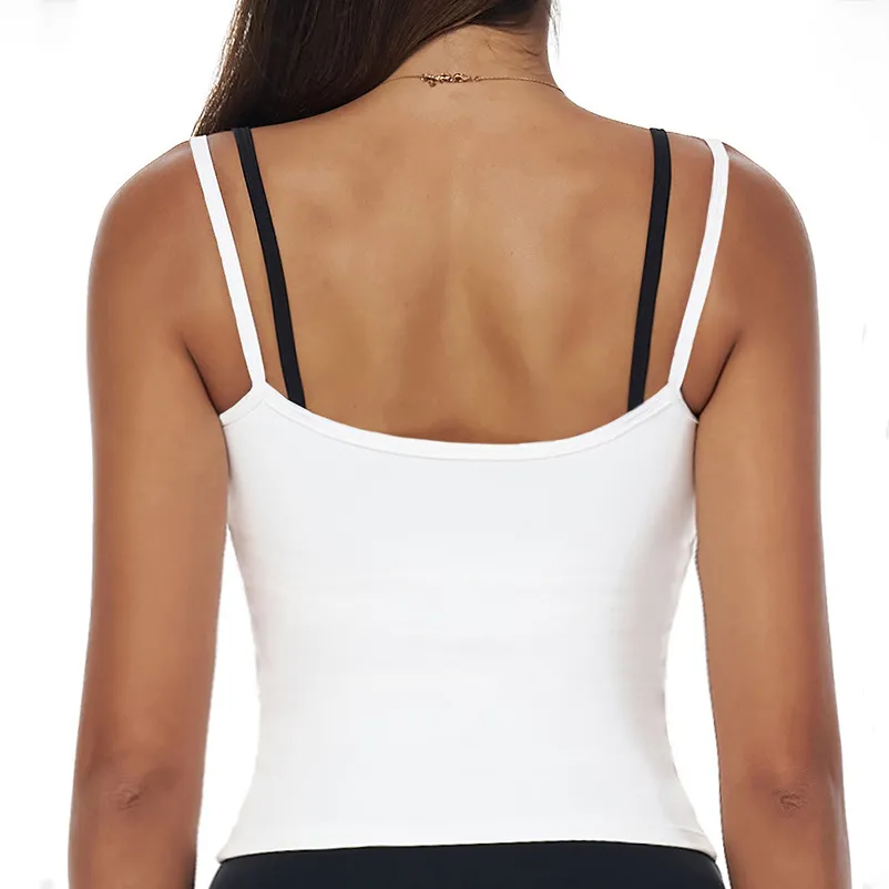 Fake Two-Piece Square Neck Yoga Tank Top