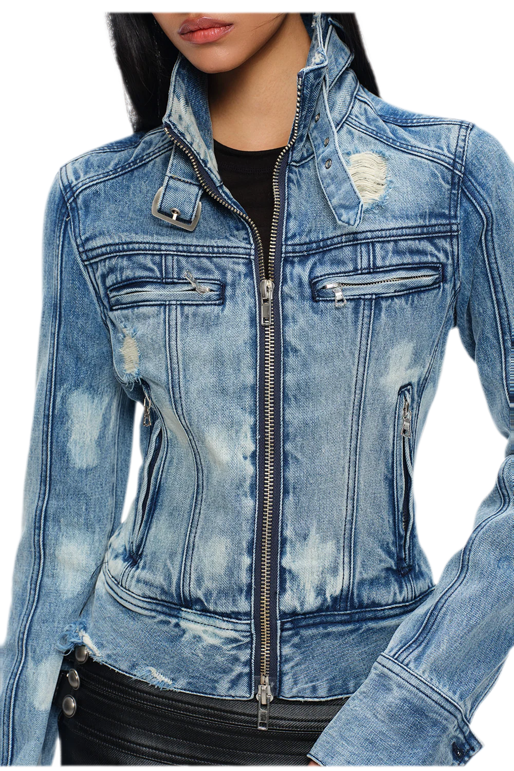 Distressed Cropped Denim Jacket