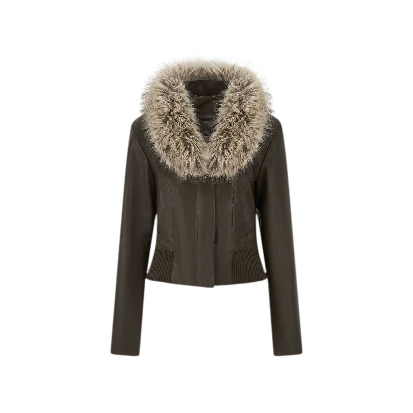 Textured Cropped PU Jacket