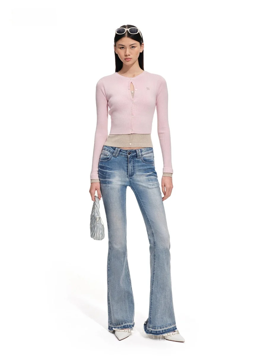 Lugano Wool Blend Contrast Layered Knit Cardigan