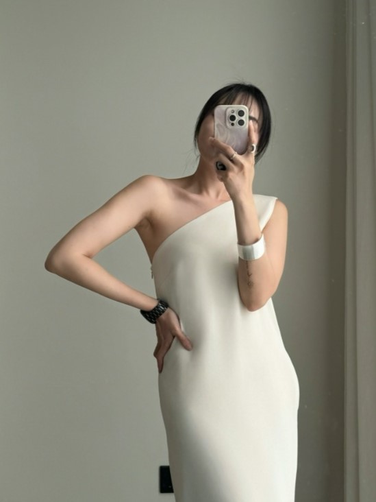 Annie One Shoulder Back Slit Dress