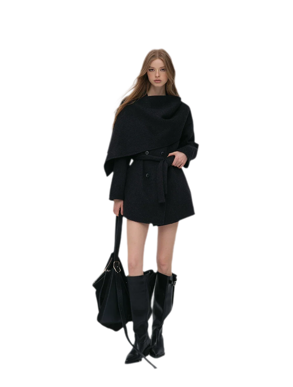 Double-Faced Wool Cape Coat