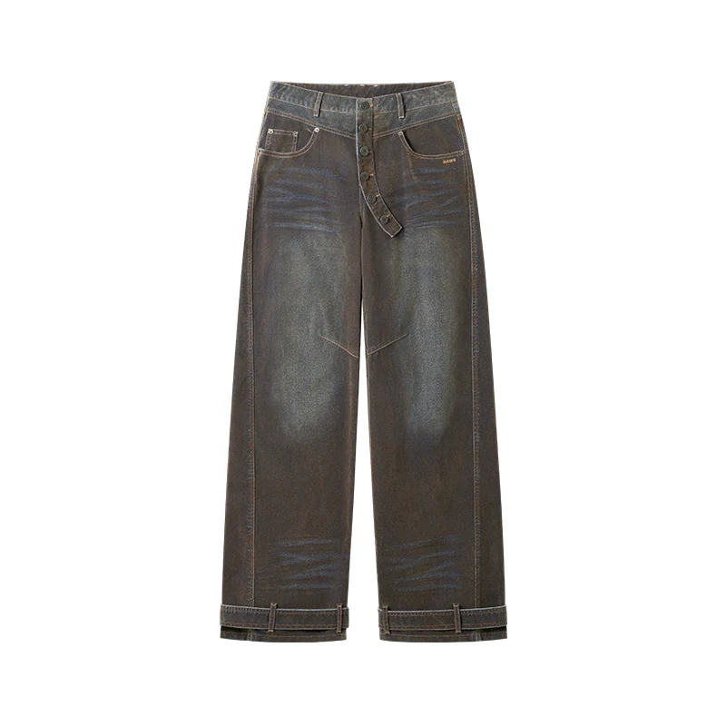 Terracotta Velvet-Washed Wide-Leg Jeans