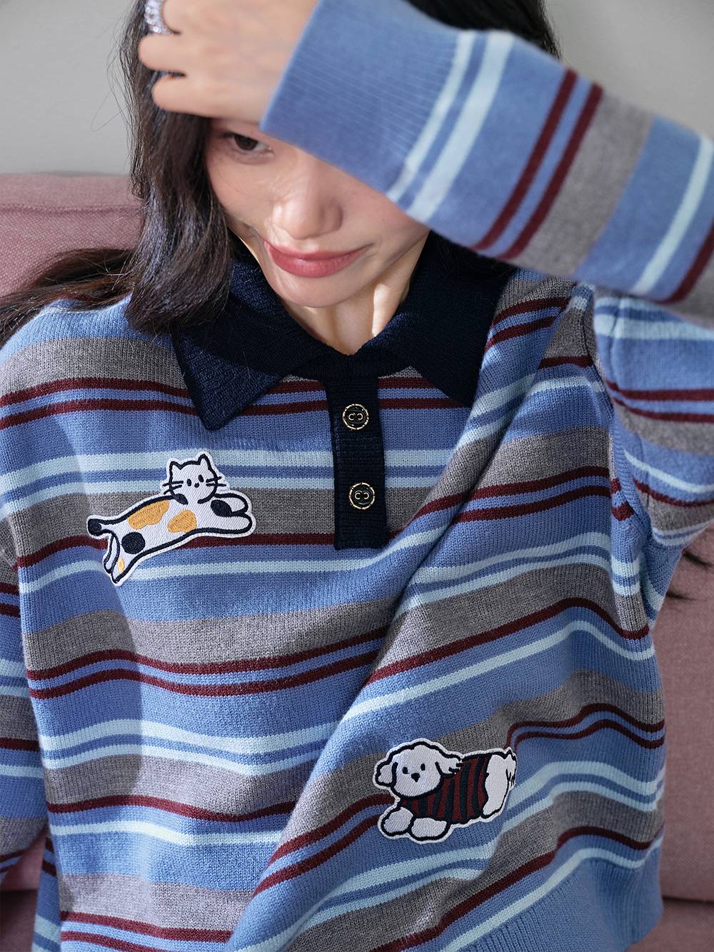 Striped Collared Sweater