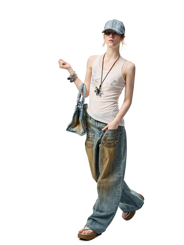 Mud-dyed Washed Jeans
