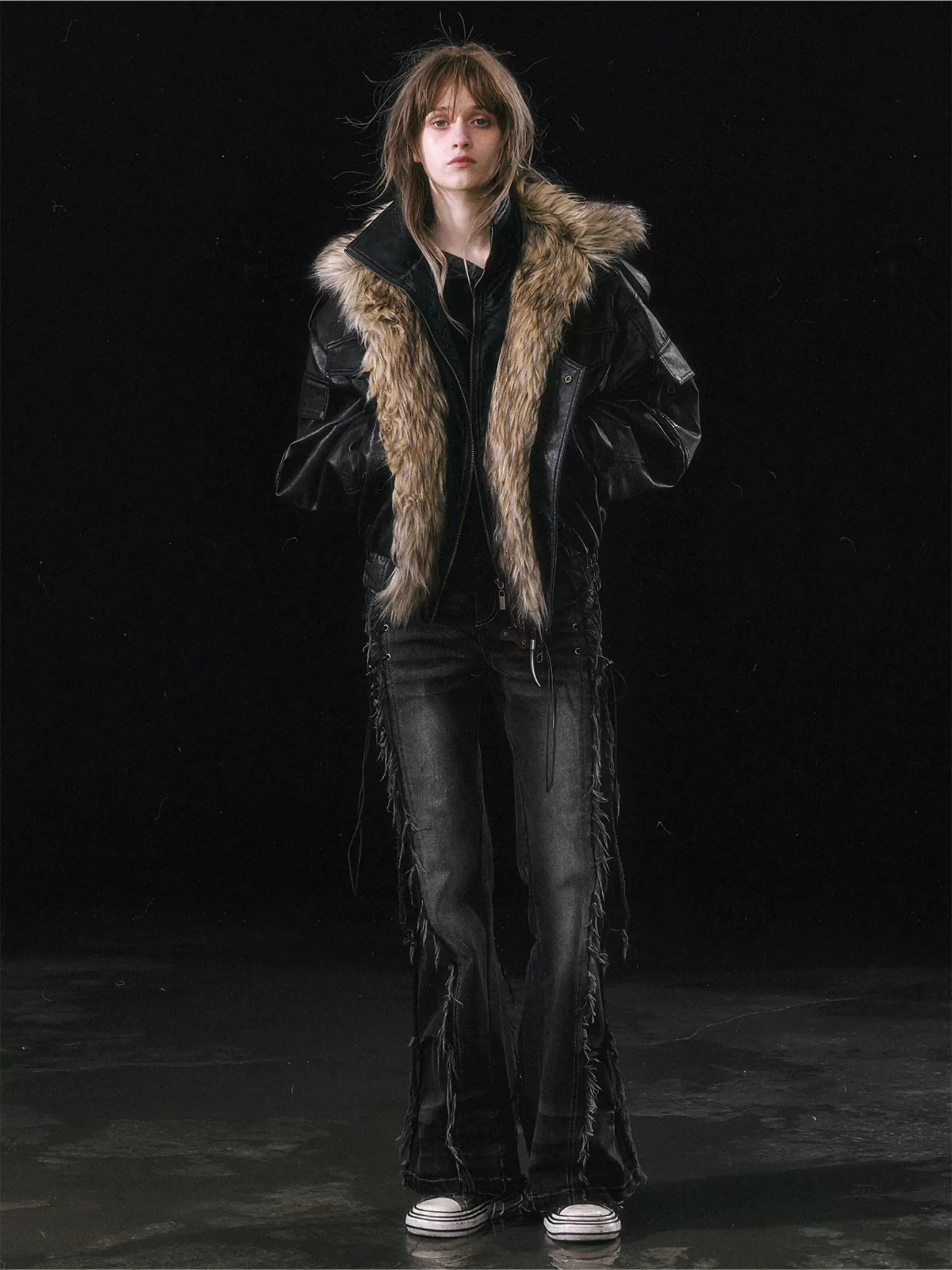 Detachable Fur Collar Flight Jacket
