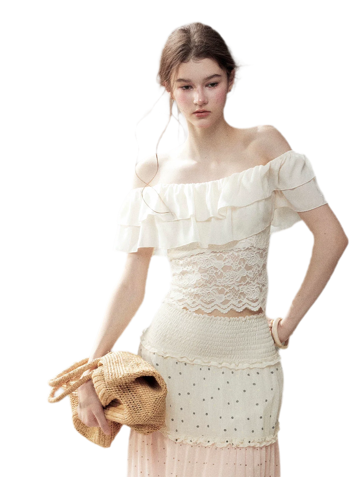 Ruffle Lace Off-Shoulder Top