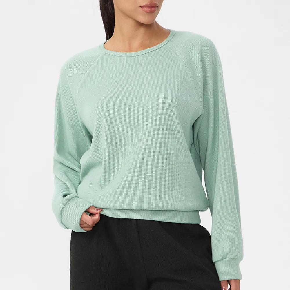 Women's Waffle Solid Color Sweatshirts