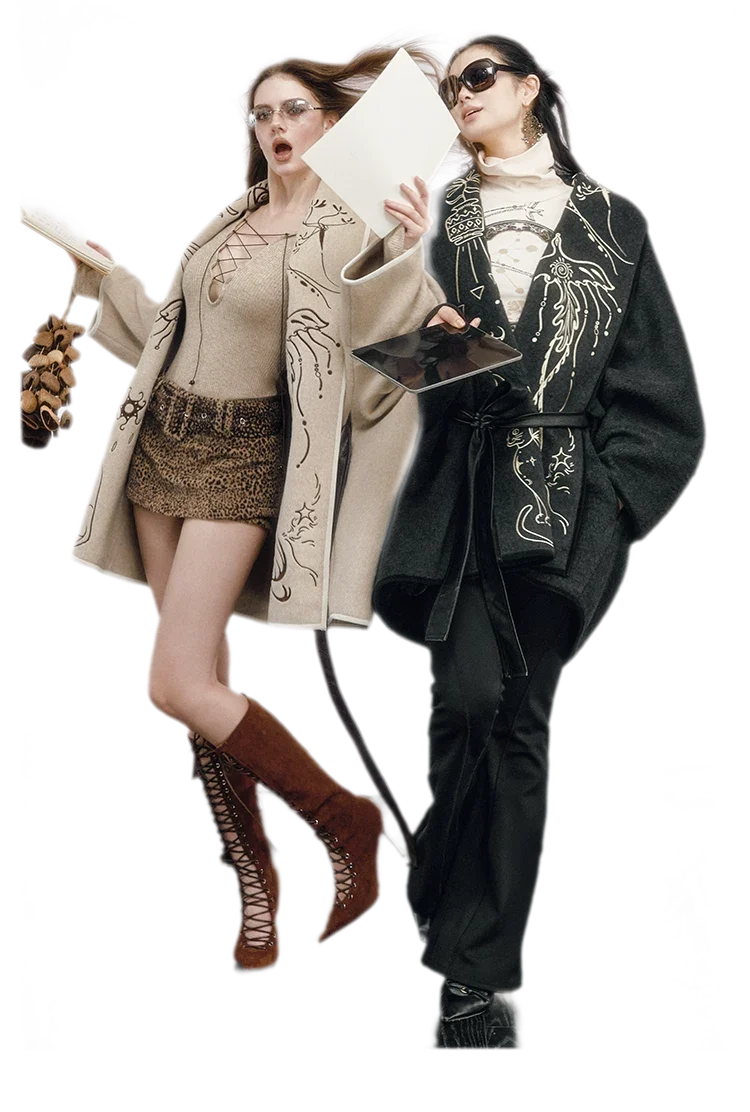 Heavy Embroidered Double-Sided Coat