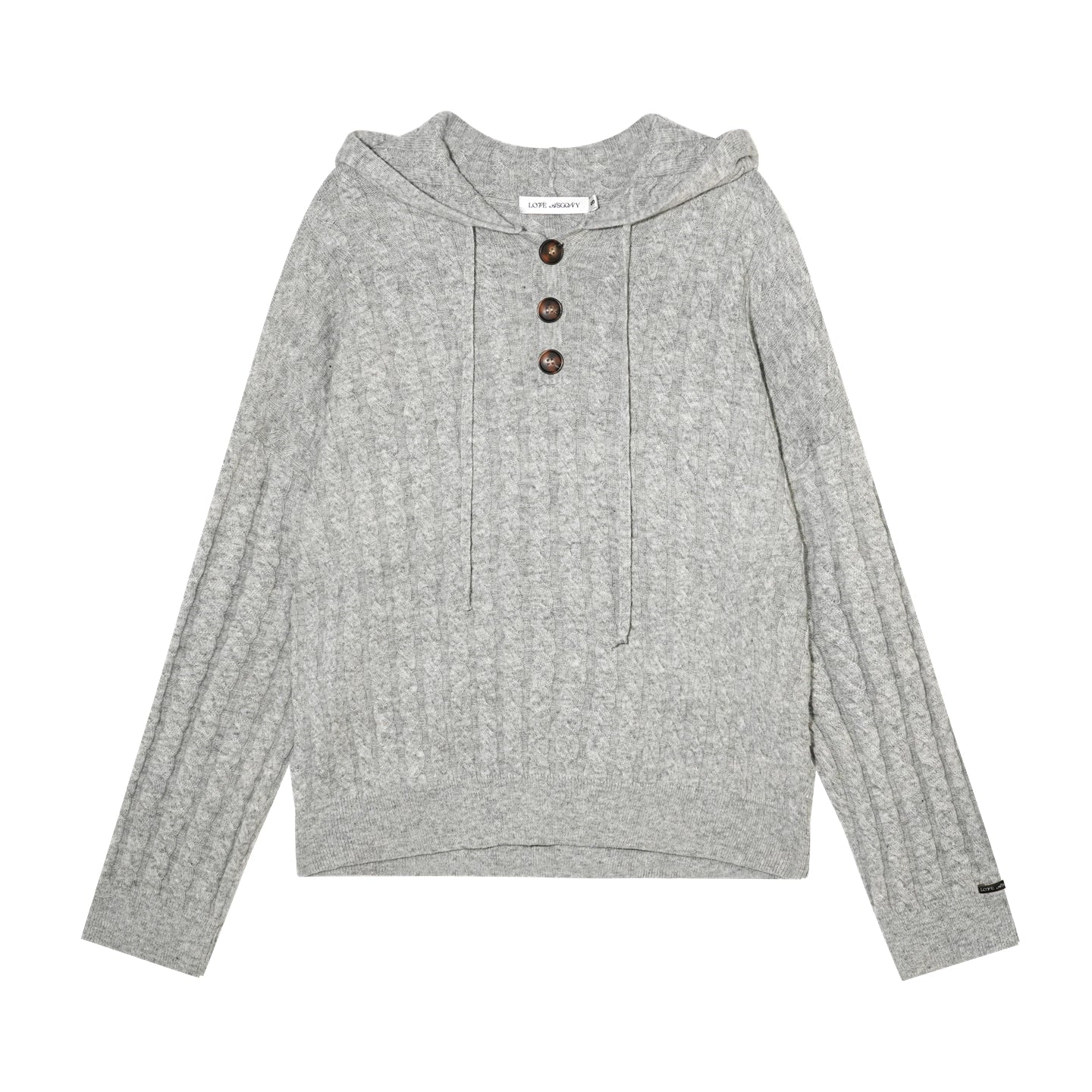 Wool Blend Cable Knit Hoodie & Wide-Leg Pants Set