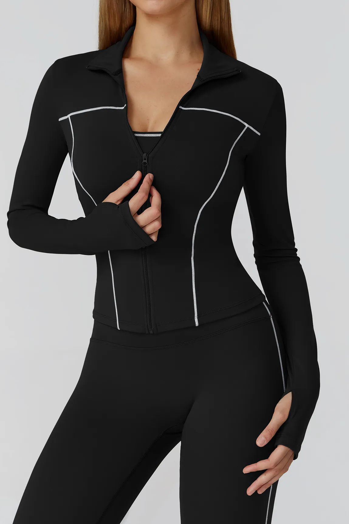 Contrast Color Slim Yoga Jacket