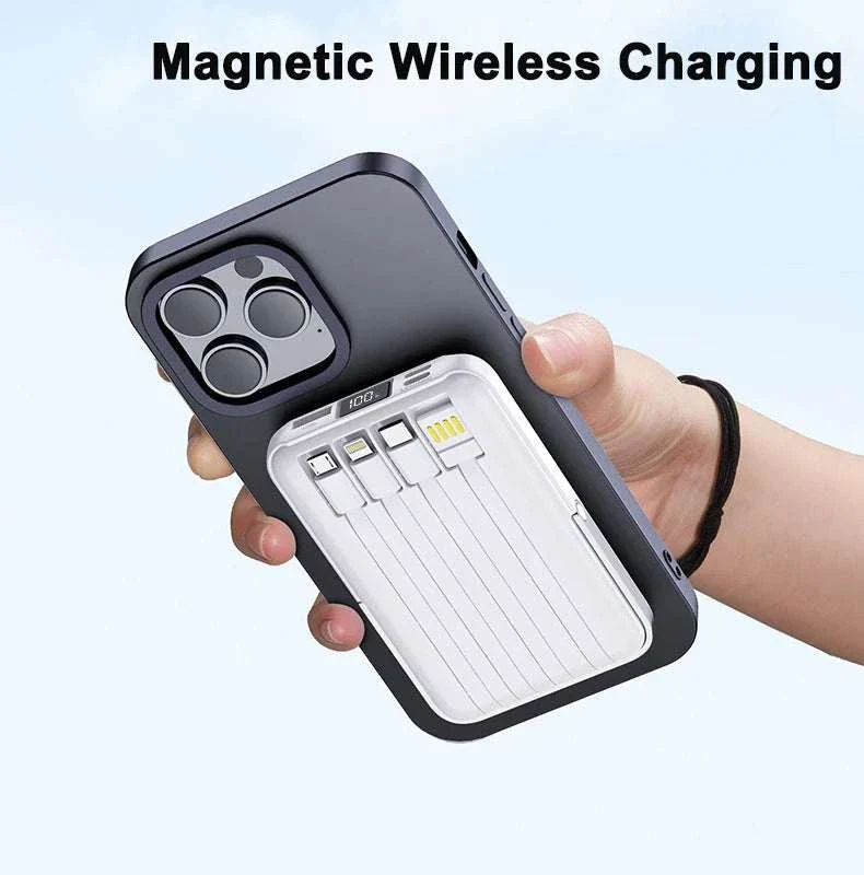 MagStream Pro 30000mAh Magnetic Power Bank with Built-in Cables & Stand
