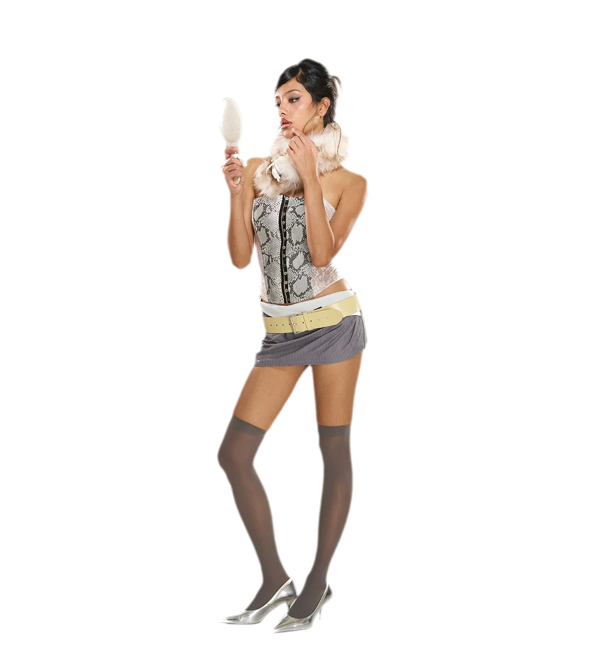 Striped Fishbone Bustier Skirt Set