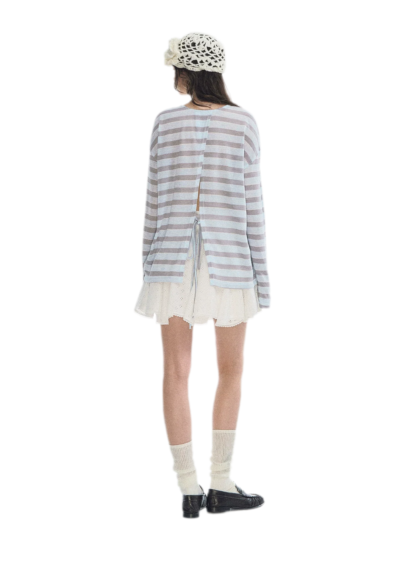 Contrast Lace Bow Blouse