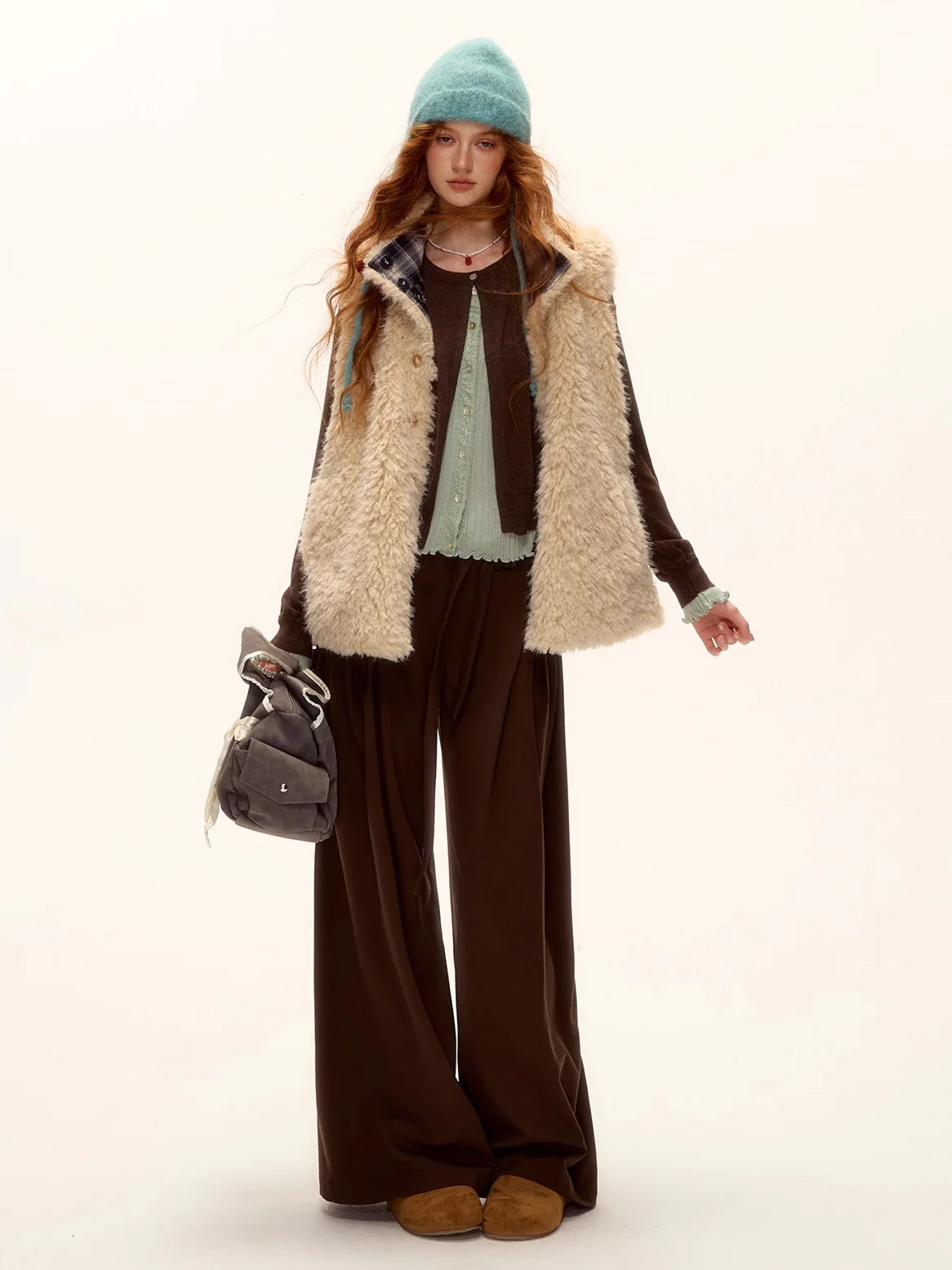 Contrast Panel Ruffled Knit Cardigan