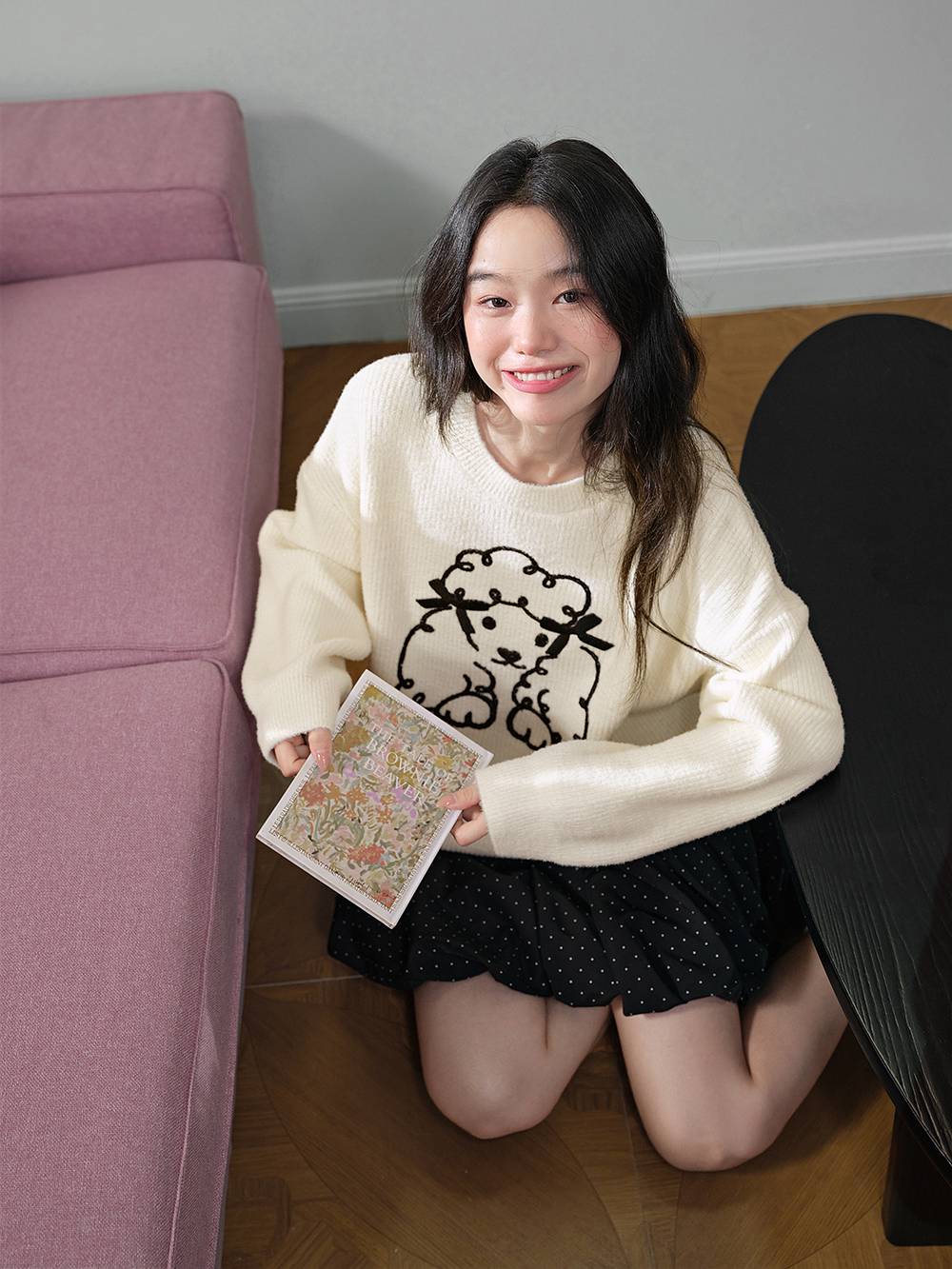 Fluffy Dog Graphic Sweater