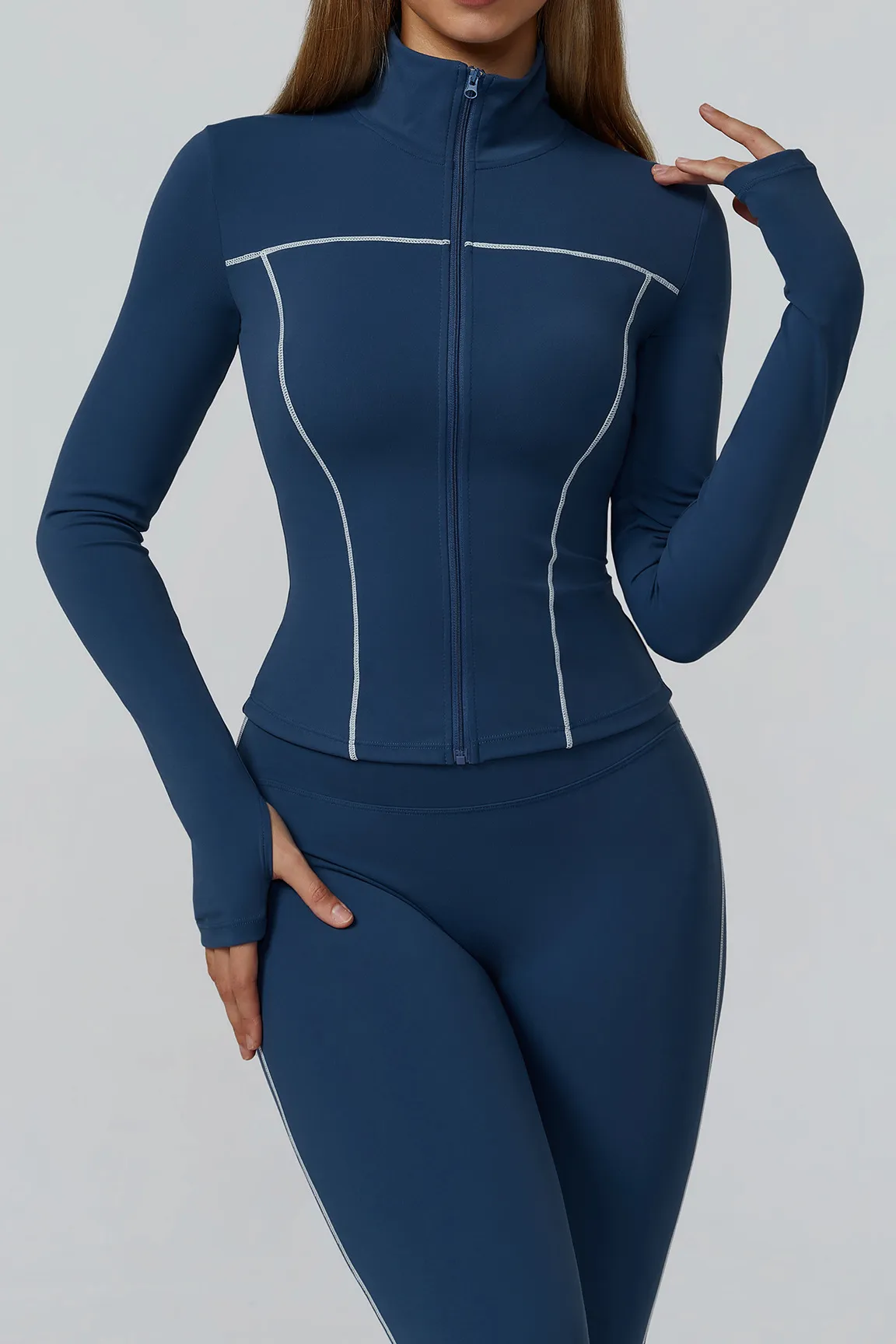 Contrast Color Slim Yoga Jacket