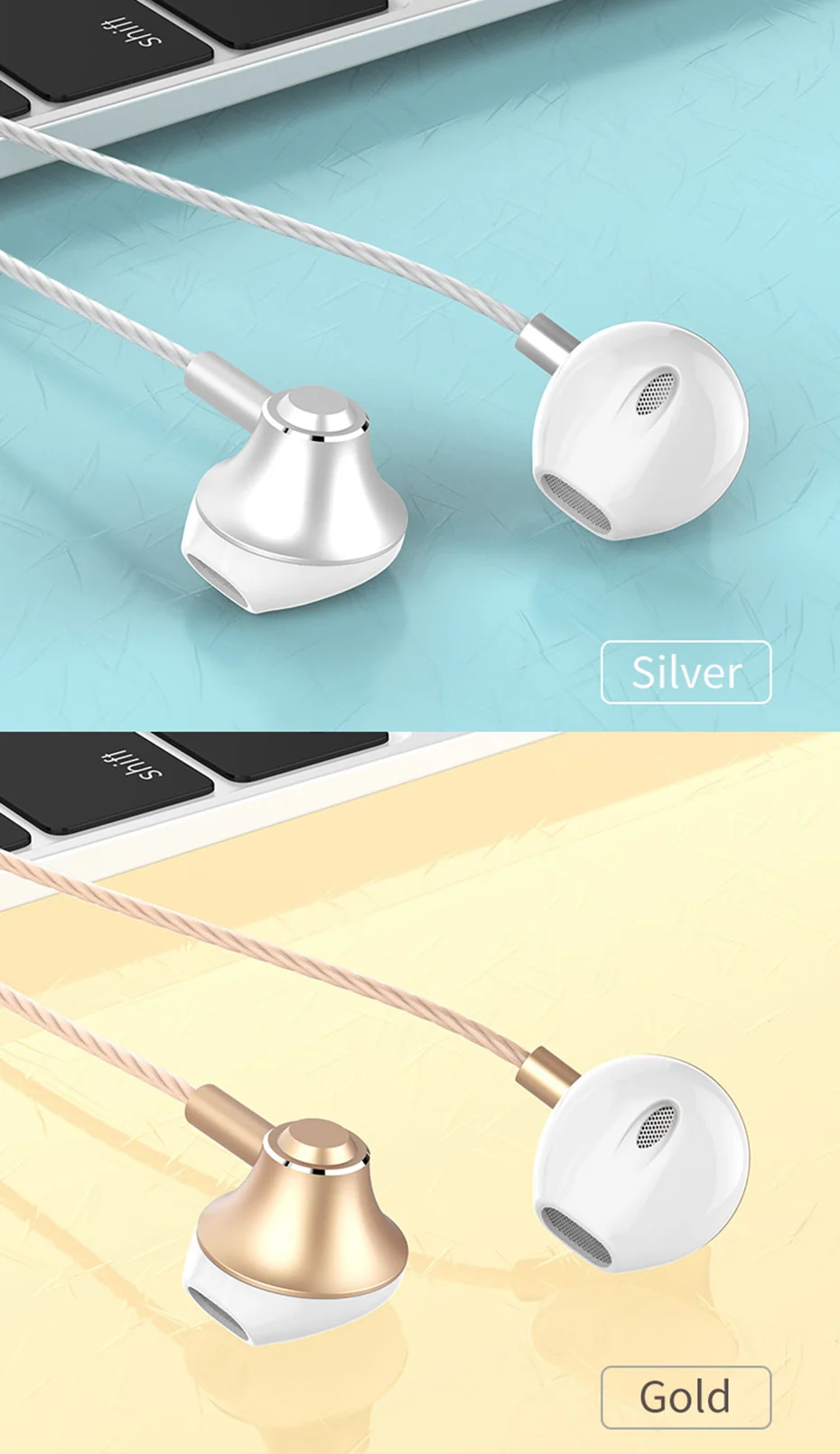 Music Hifi Earphones Wired Headset with Microphone