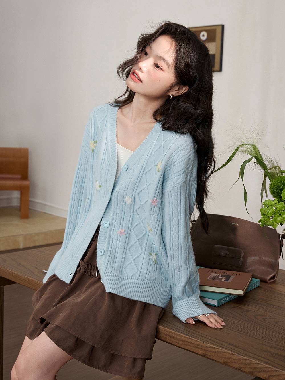 Floral Cardigan Sweater