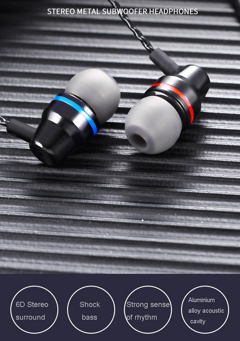 Wired Earphone Hi-fi Headphones Metal Headset