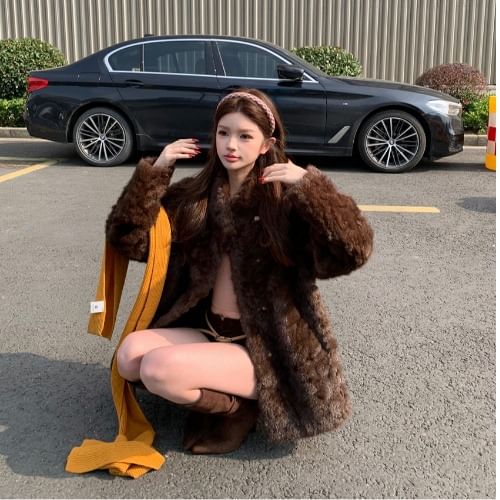 Plain Faux Fur Coat