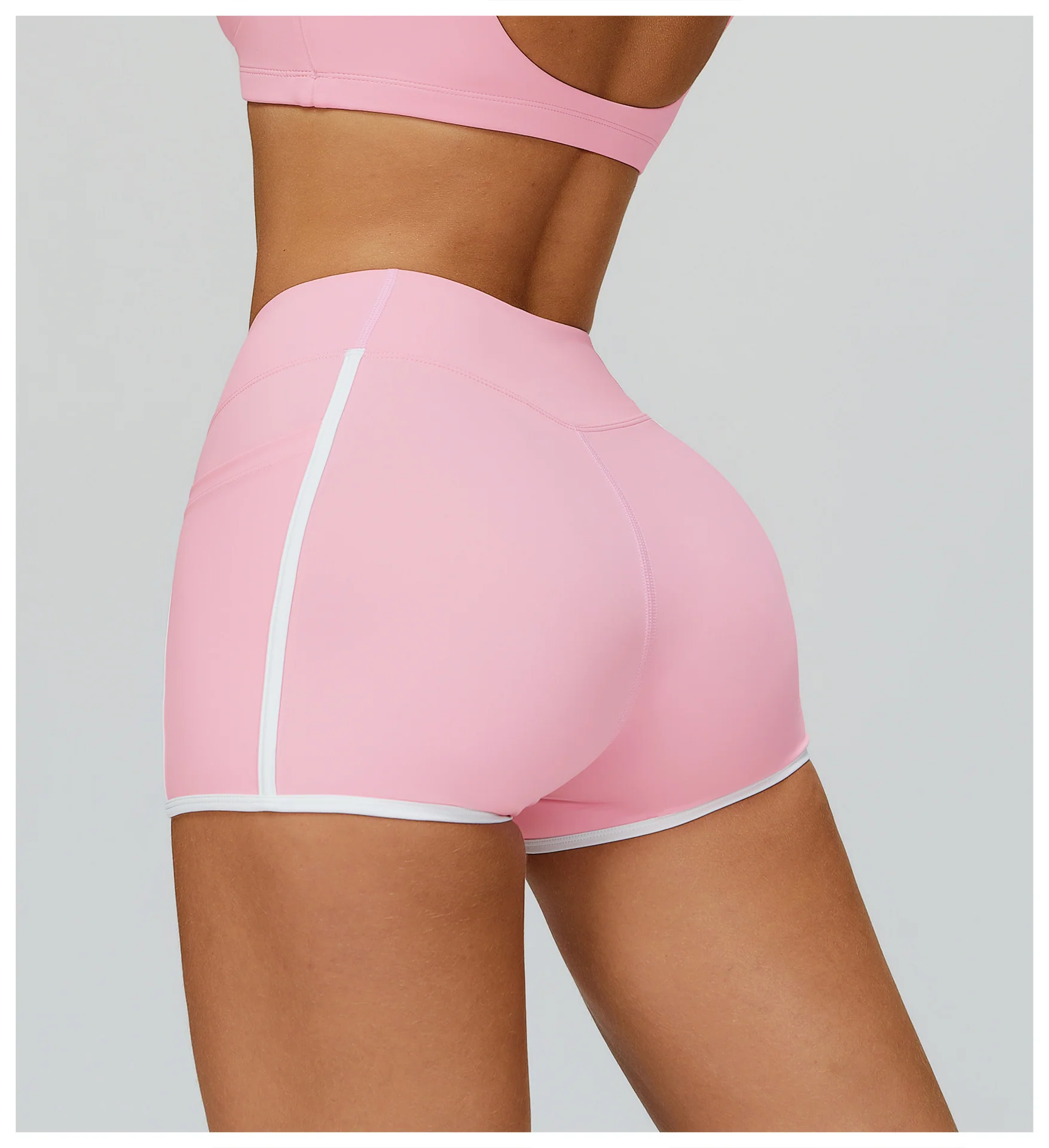 Contrast Color Naked Feeling Yoga Shorts with Pockets