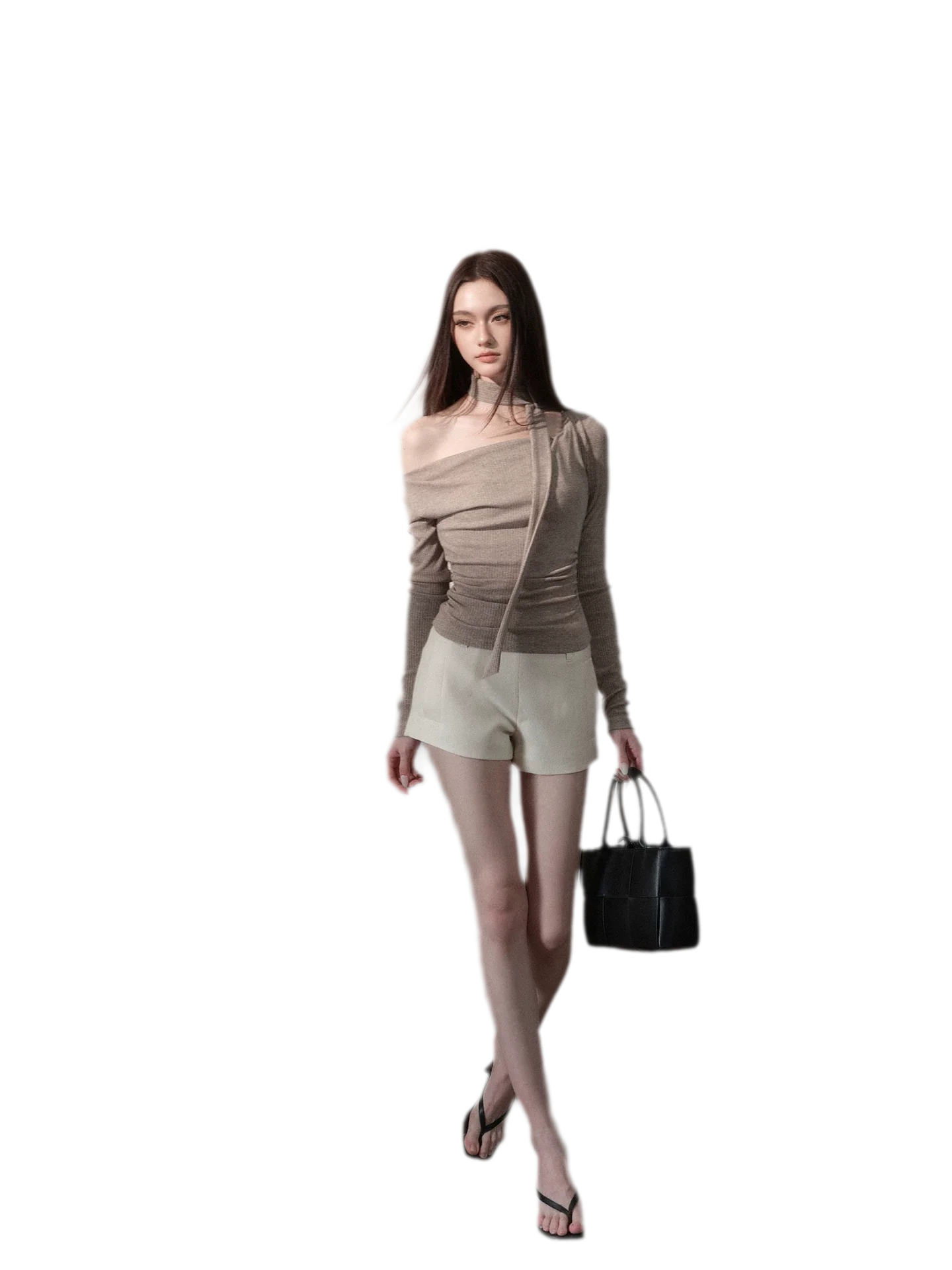 Ribbon Asymmetric Knit Top