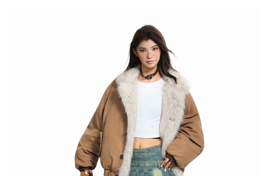 Furry-Trim Padded Jacket