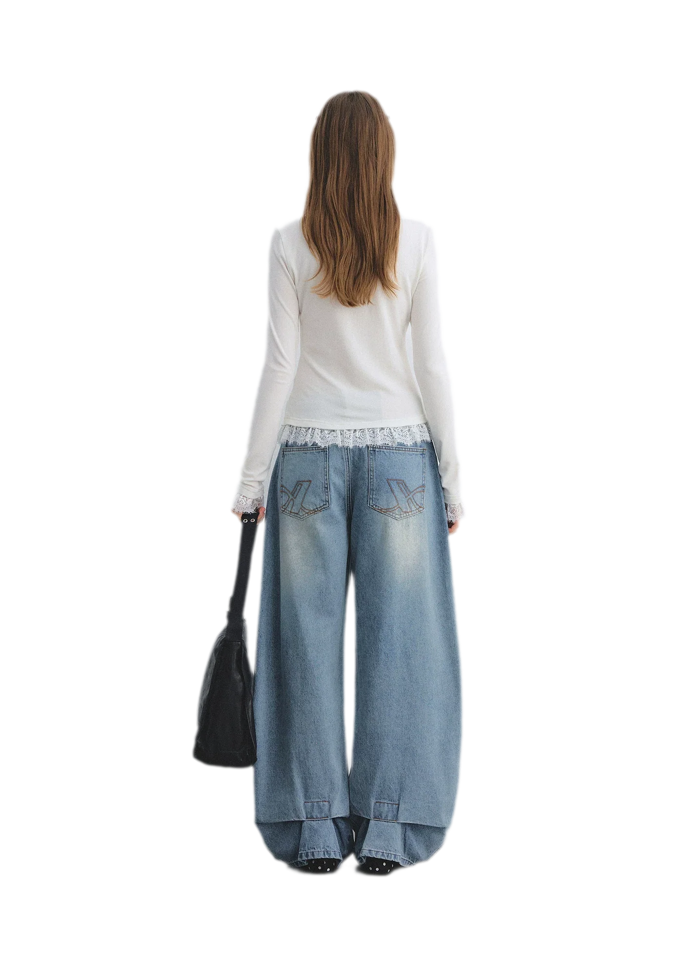 Lace Panel Ruched Hem Top