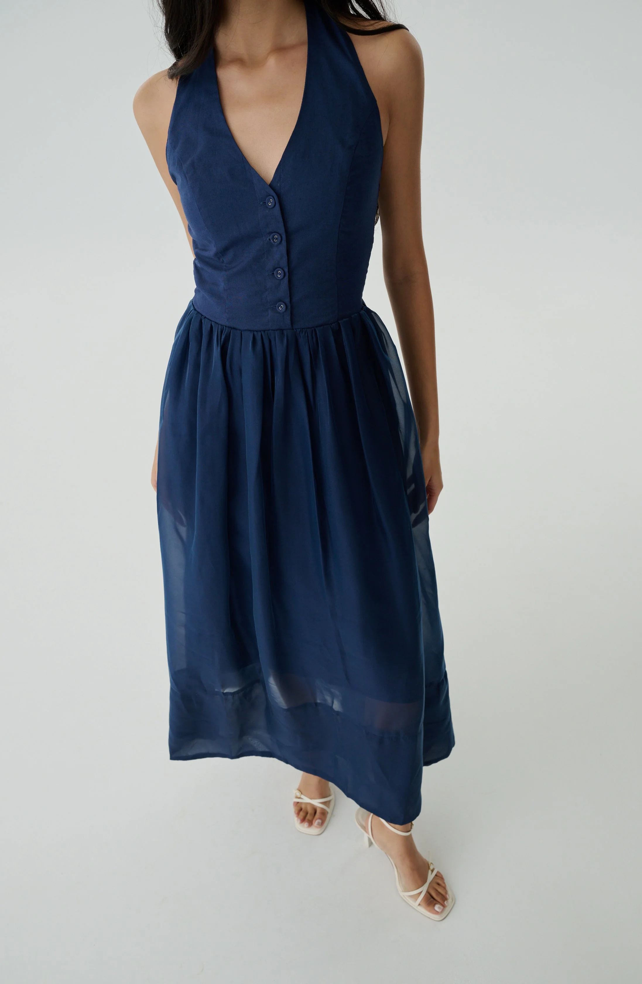 Rythm of love halter maxi dress in navy blue