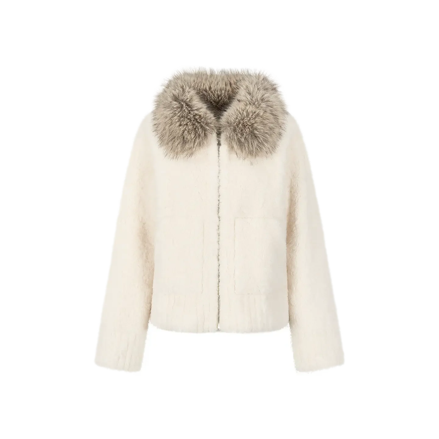 Plush Contrast Collar Jacket