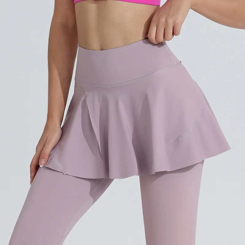 New Yoga Pants Women's High Waist Tennis Skirt Fitness Speed Drying Running Pocket Sports Skirt Tight Pants