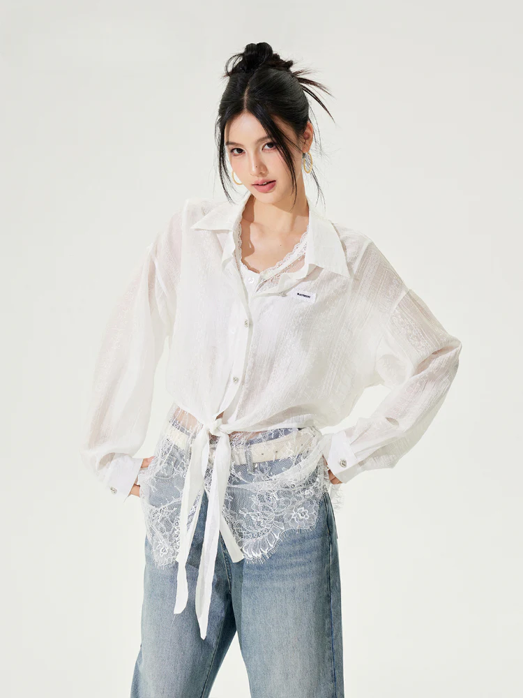 Lace Sunscreen Shirt Set