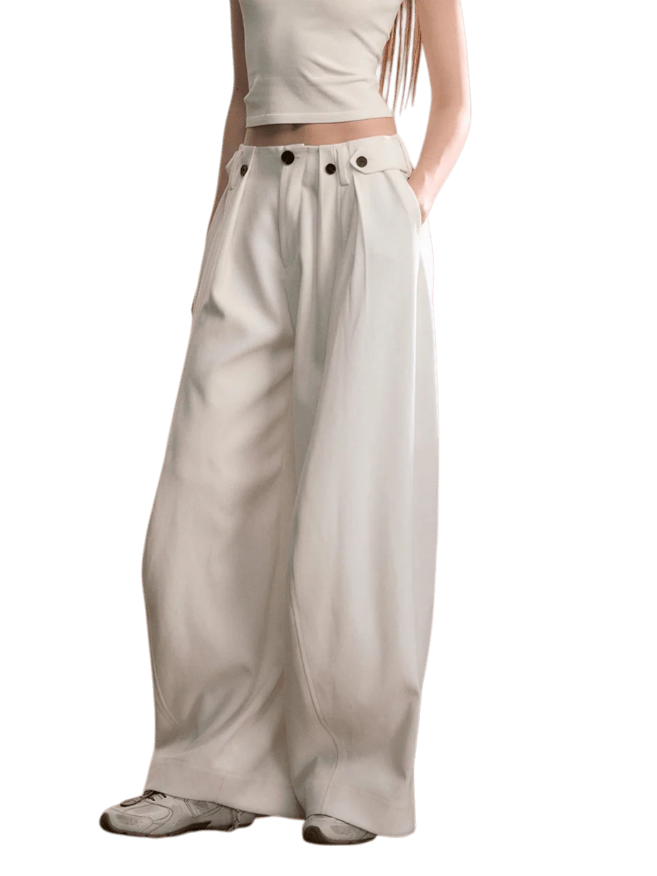 Tailored Pleated Wide-Leg Trousers