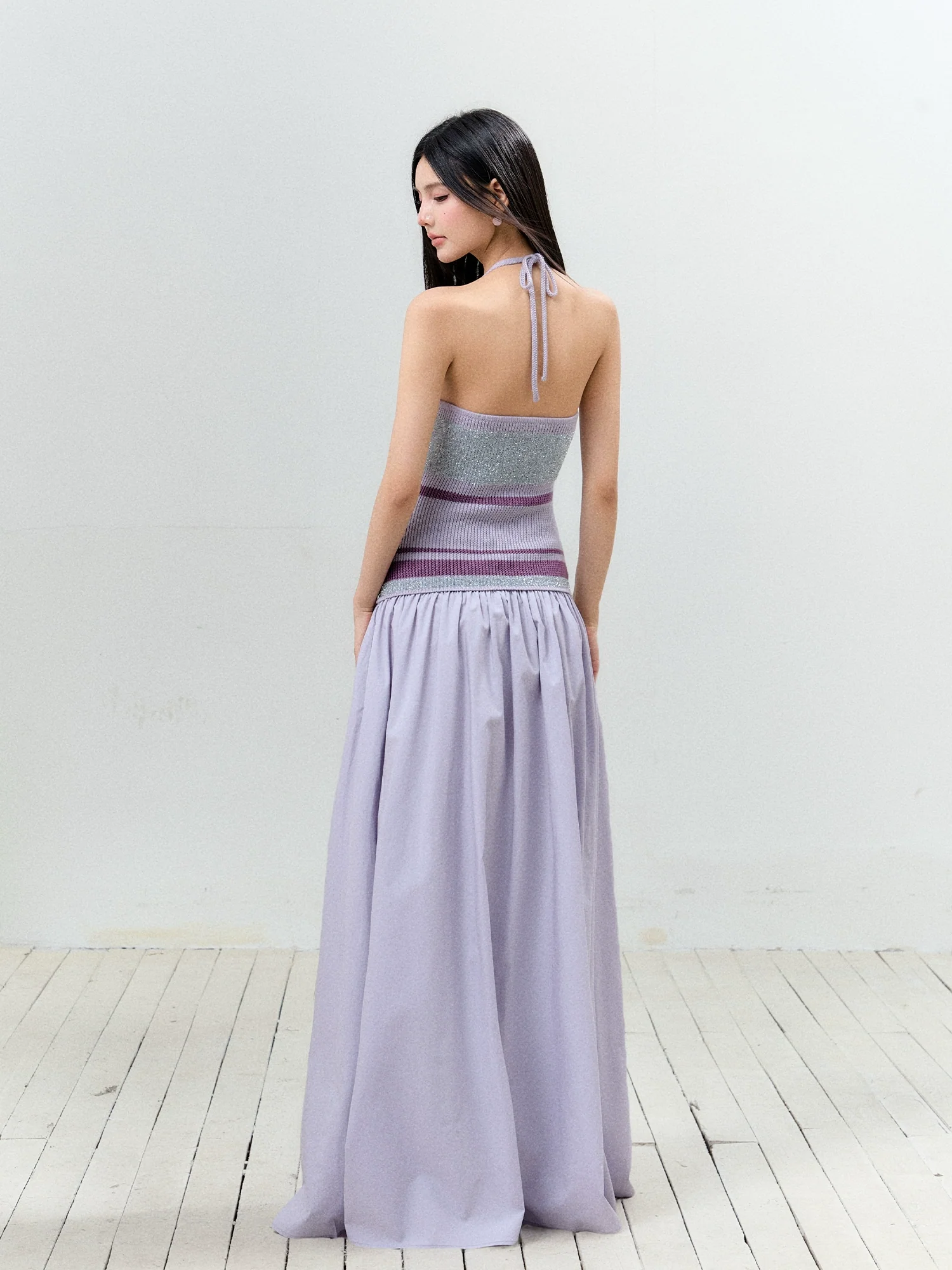 V-Neck Halter Backless Dress