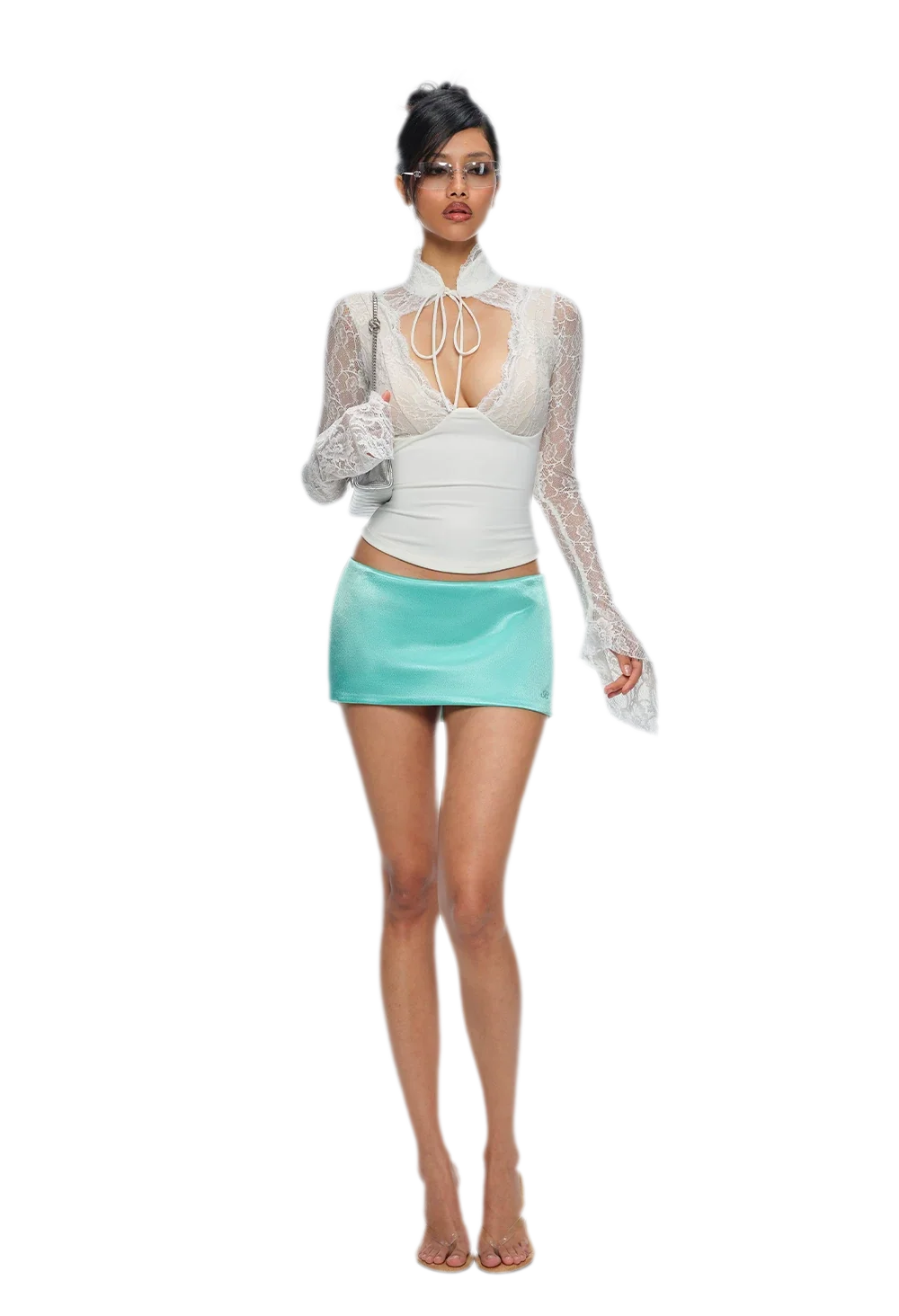 Satin Low-Rise A-Line Skirt