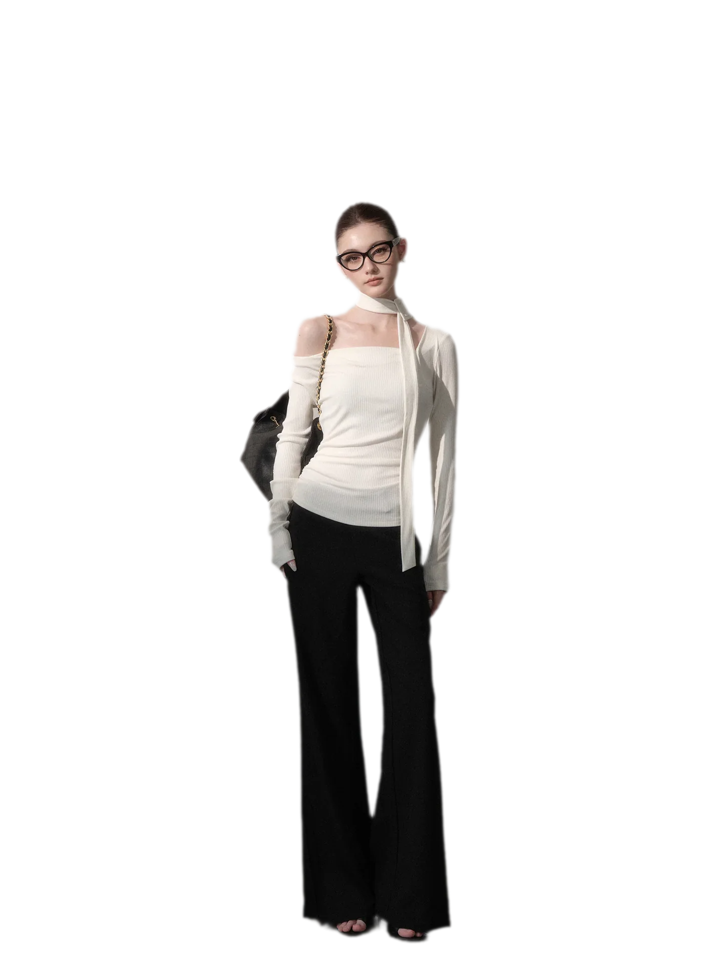 Ribbon Asymmetric Knit Top