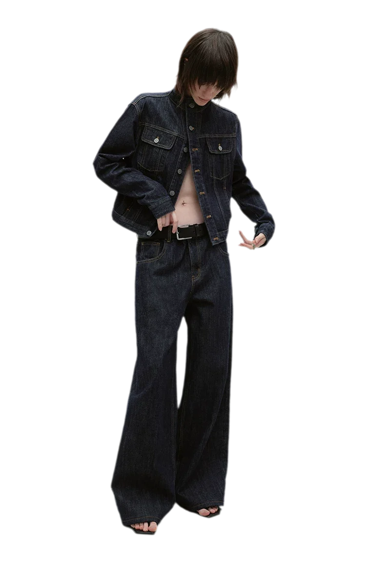 Redline Cropped Raw Denim Jacket