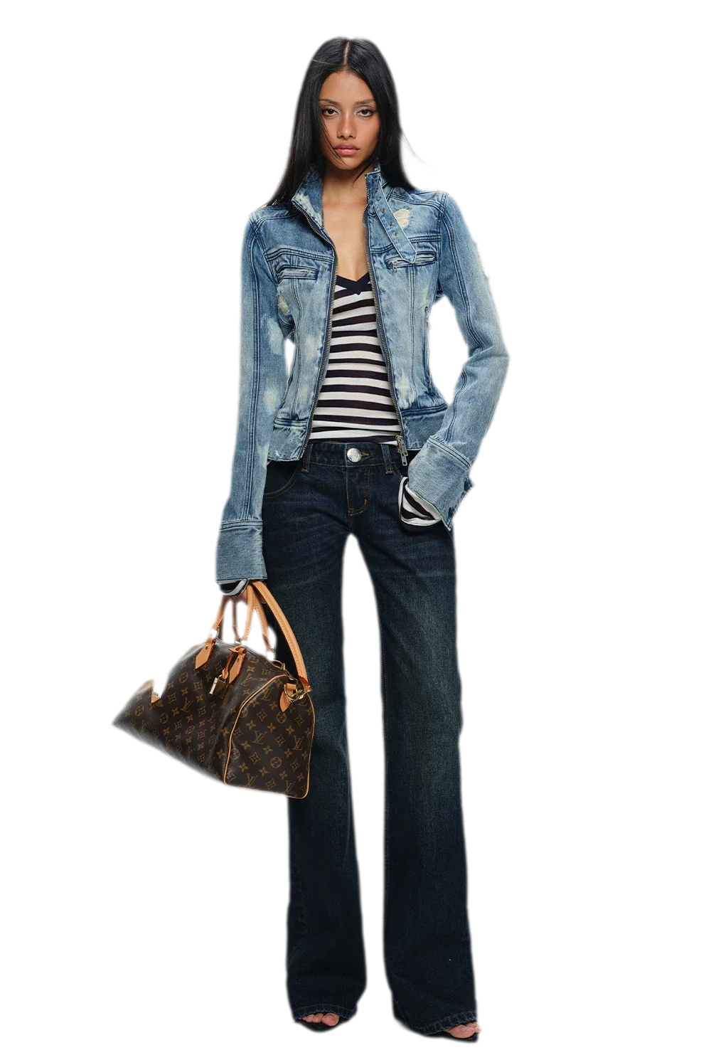 Distressed Cropped Denim Jacket