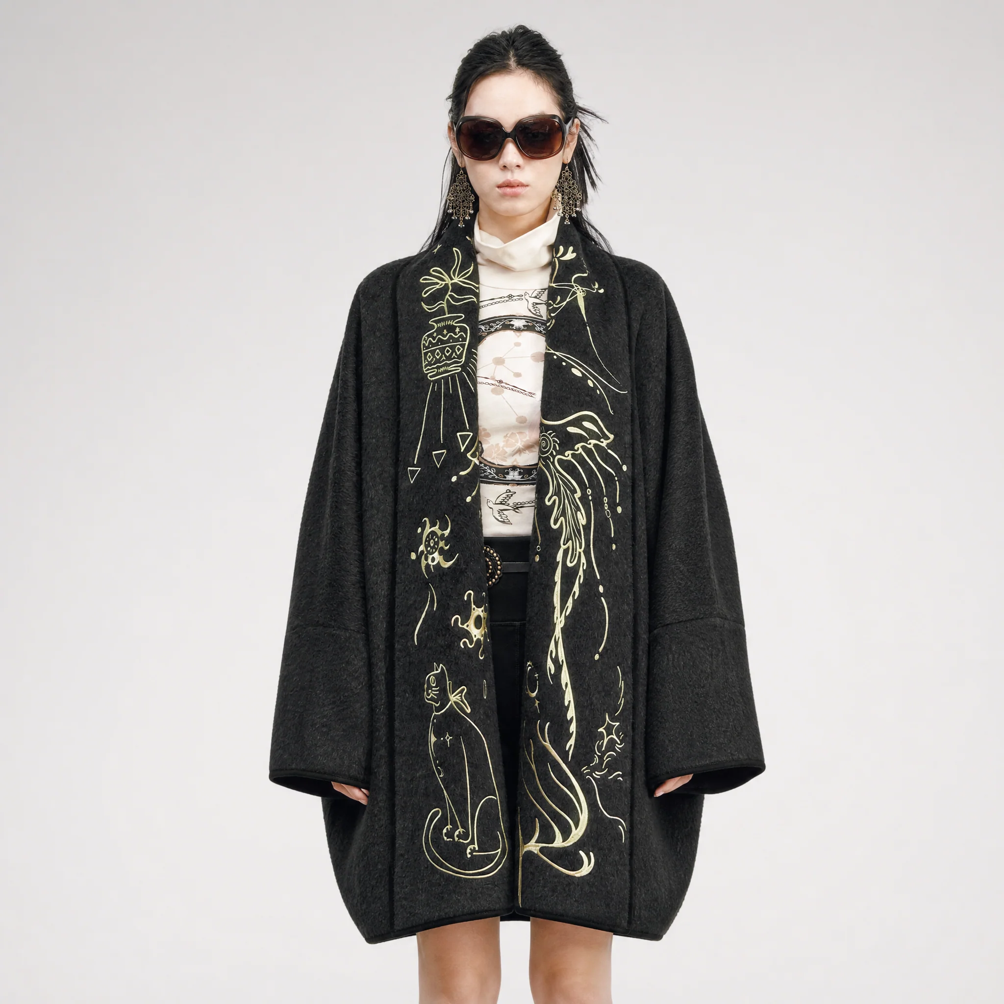 Heavy Embroidered Double-Sided Coat