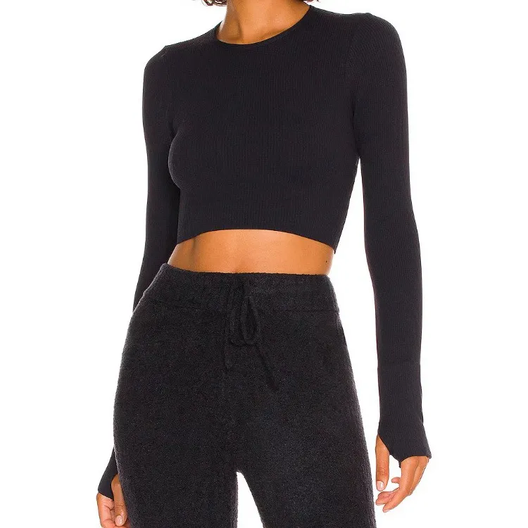 Ribbed Long Sleeve Yoga Tops