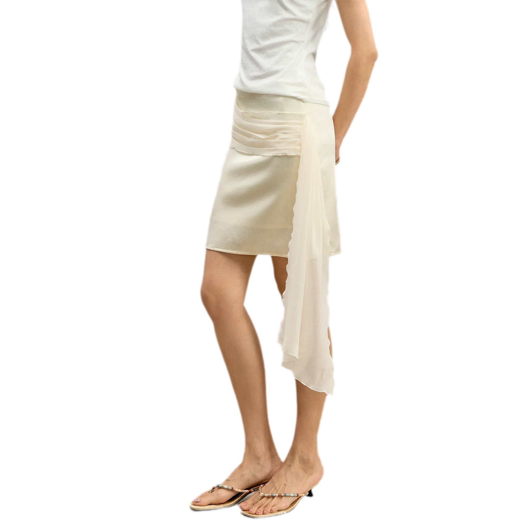Satin Pleated Ribbon Skirt