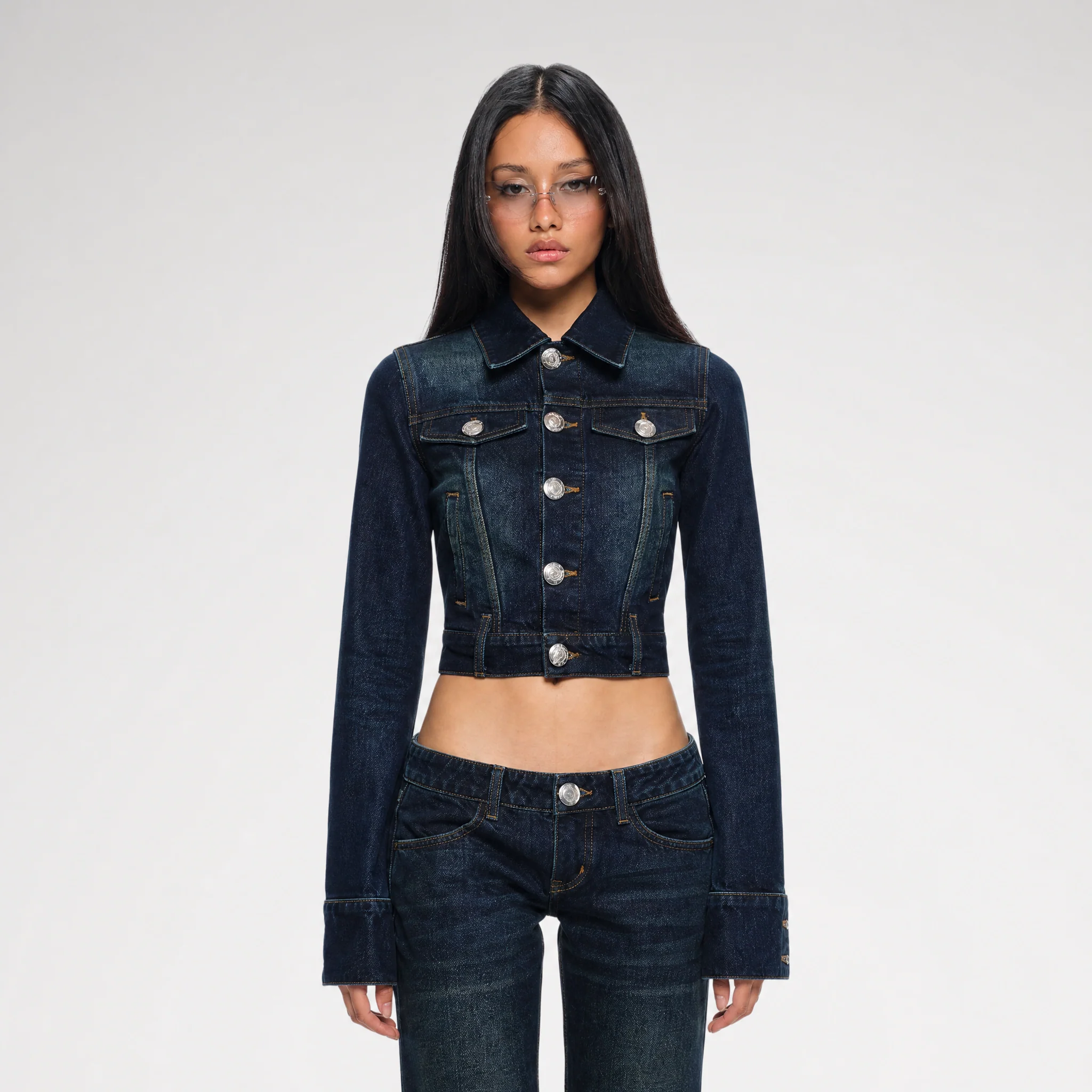 Embroidered Cropped Denim Jacket