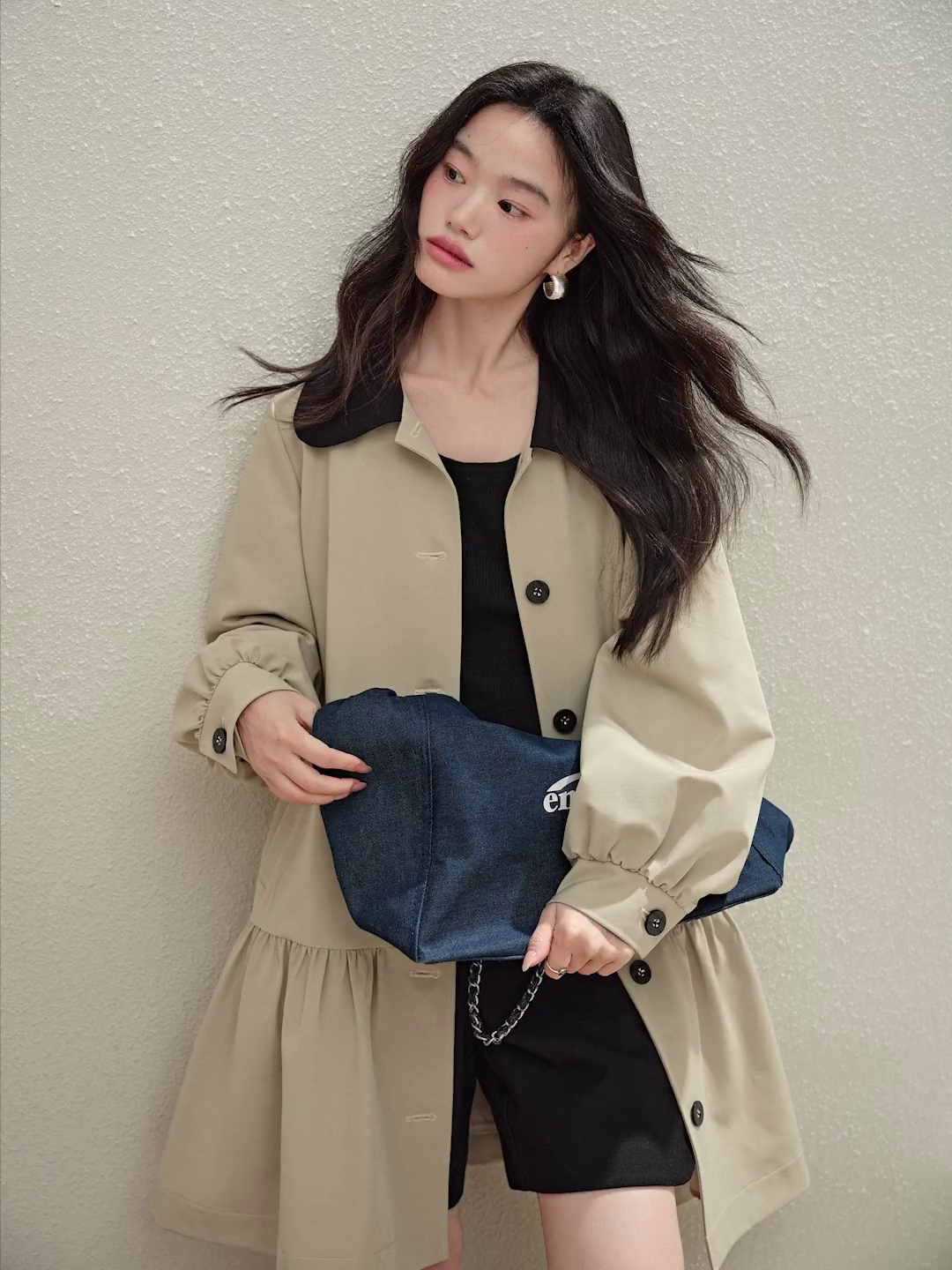 Ruffled Hem Coat