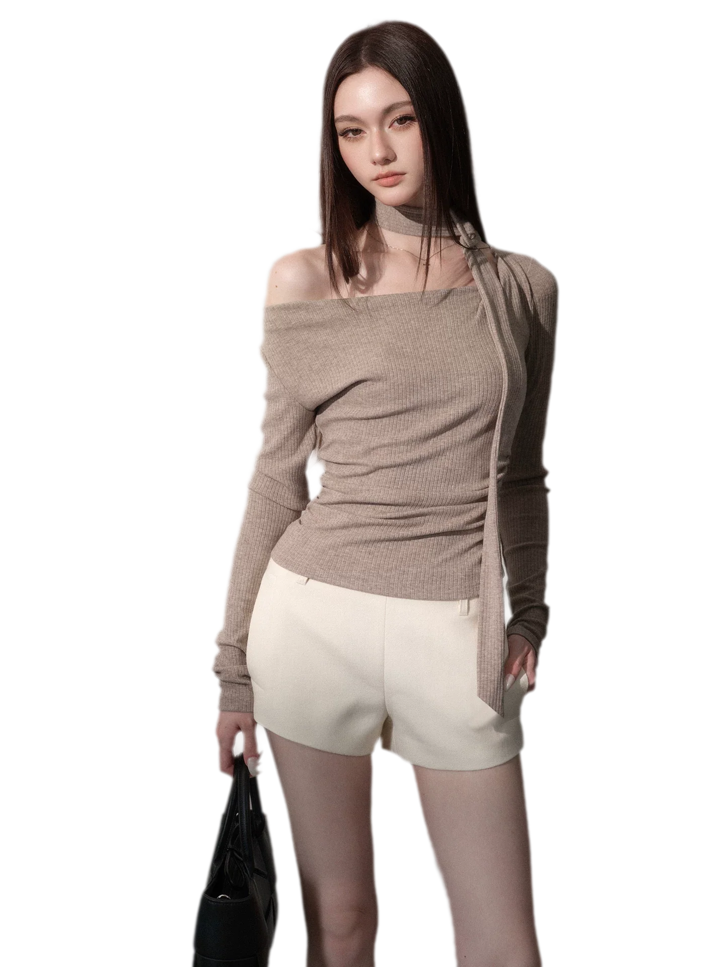 Ribbon Asymmetric Knit Top