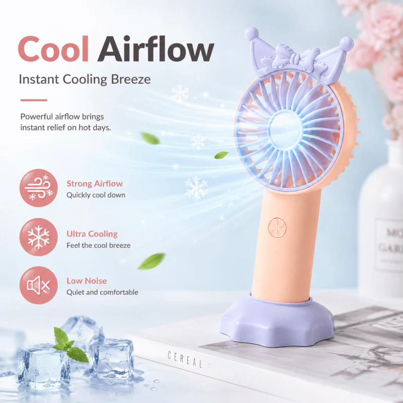 Blue Mini Handheld Fan with Phone Holder Base Rechargeable Personal Fan Pocket Fans