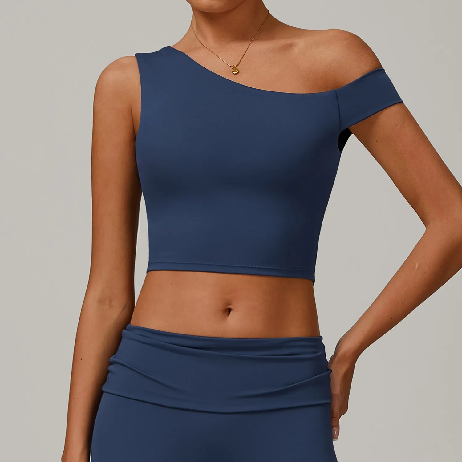 Recycled One Shoulder Crop Tank Top