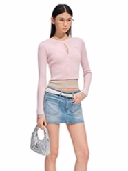 Lugano Wool Blend Contrast Layered Knit Cardigan
